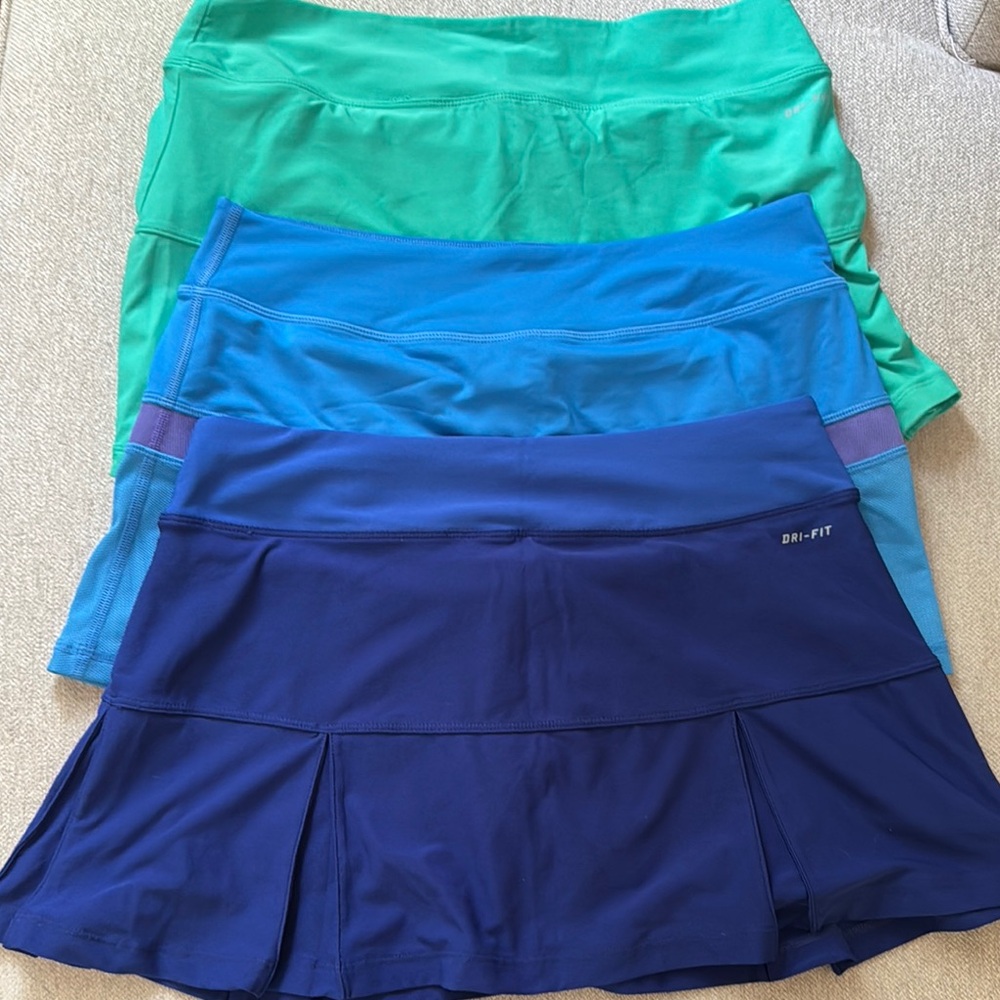 Nike Dri-FIT Skort Trio in Navy, Blue, and Green